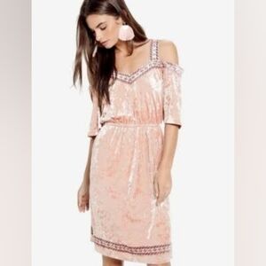 Lucky Brand Velvet Midi Dress in Blush and Burgundy